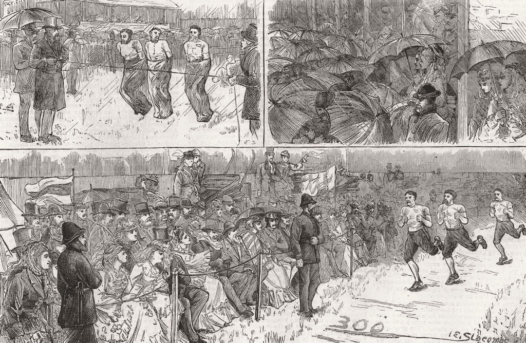 FULHAM. Civil service athletic sports, Lillie bridge 1873 old antique print